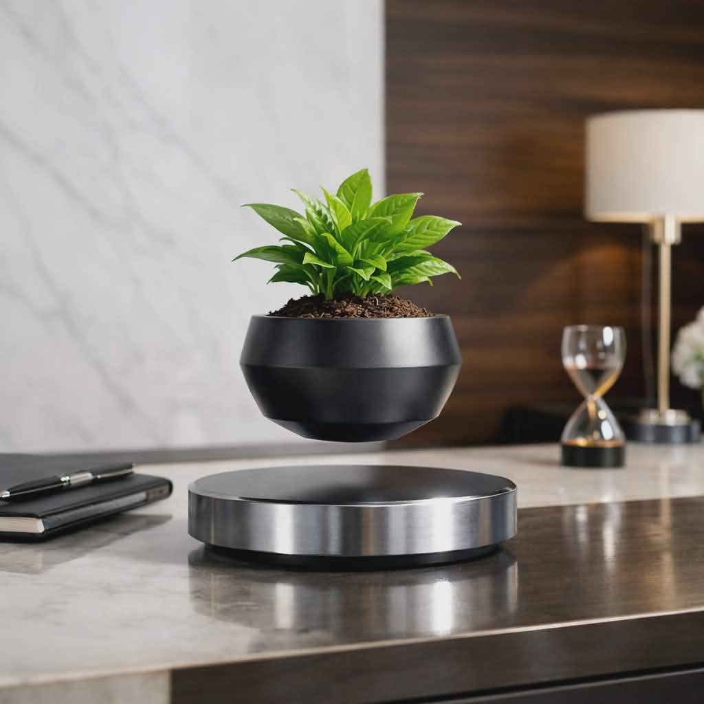 Magnetic Levitating Plant Pot – Floating Rotating Planter
