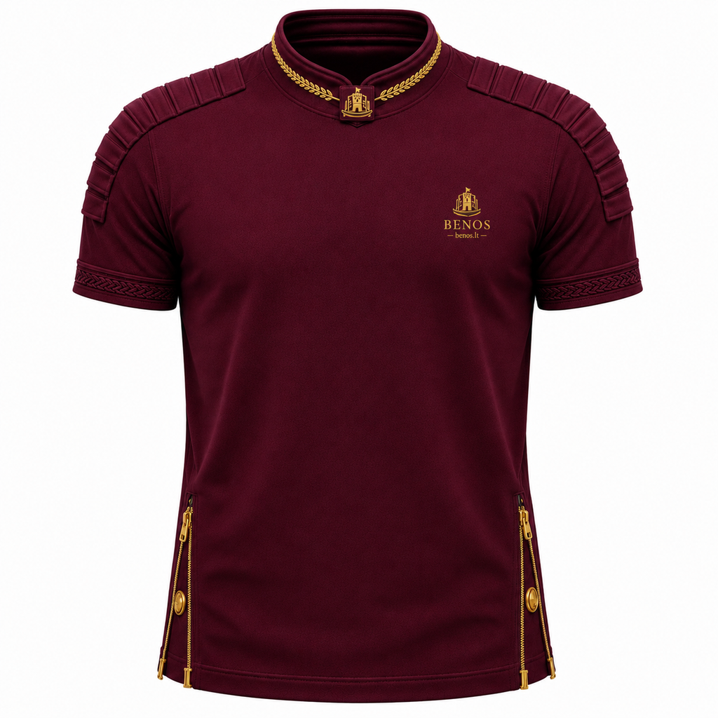 Vorderansicht des BENOS Sovereign Signature T-Shirts in Bordeauxrot