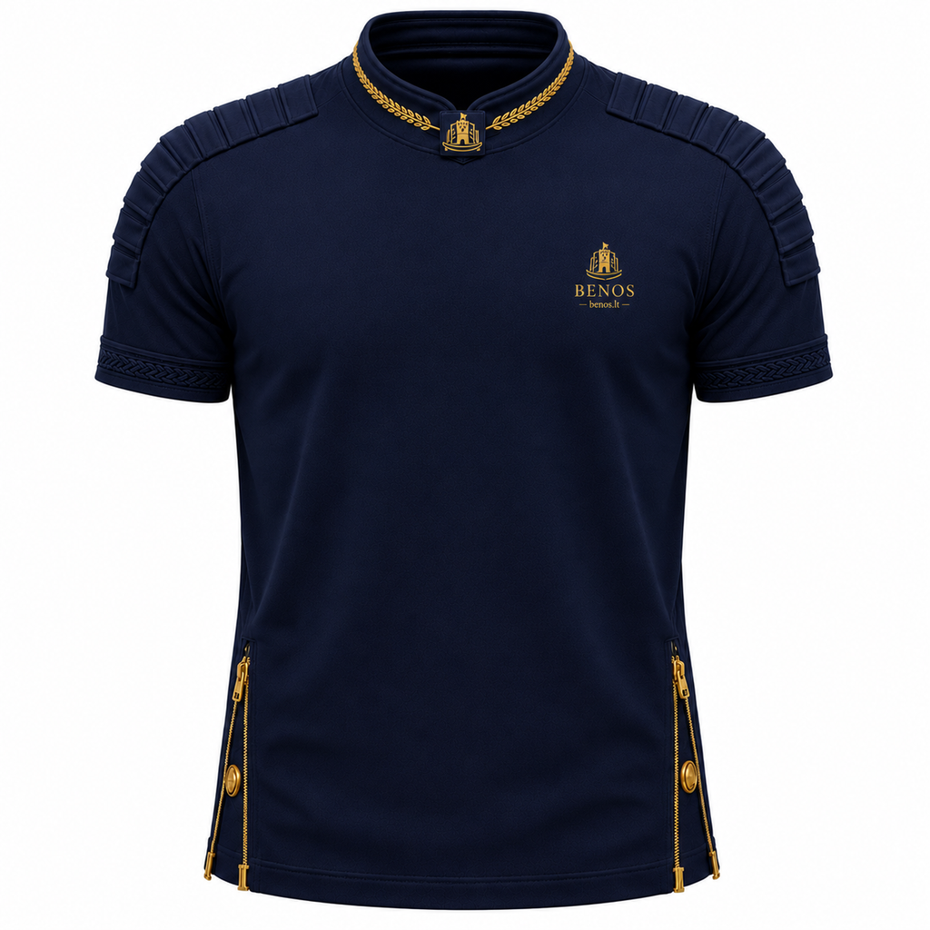Vorderansicht des BENOS Sovereign Signature T-Shirts in Dunkelblau