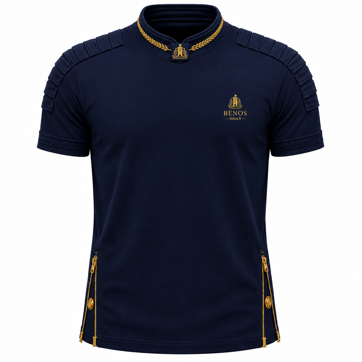 Vorderansicht des BENOS Sovereign Signature T-Shirts in Dunkelblau