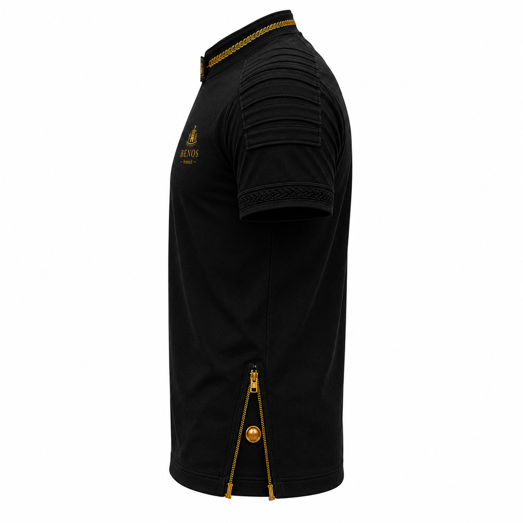Seitenansicht des BENOS Sovereign Signature T-Shirts in Schwarz von der anderen Seite