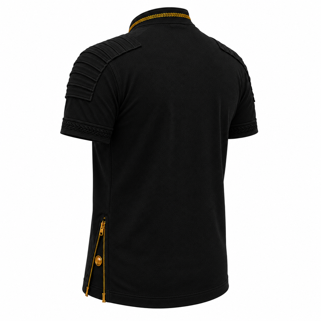 Dreiviertel-Rückansicht des BENOS Sovereign Signature T-Shirts in Schwarz