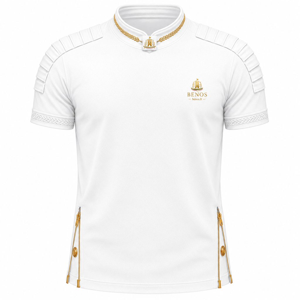Vorderansicht des BENOS Sovereign Signature T-Shirts in Weiß