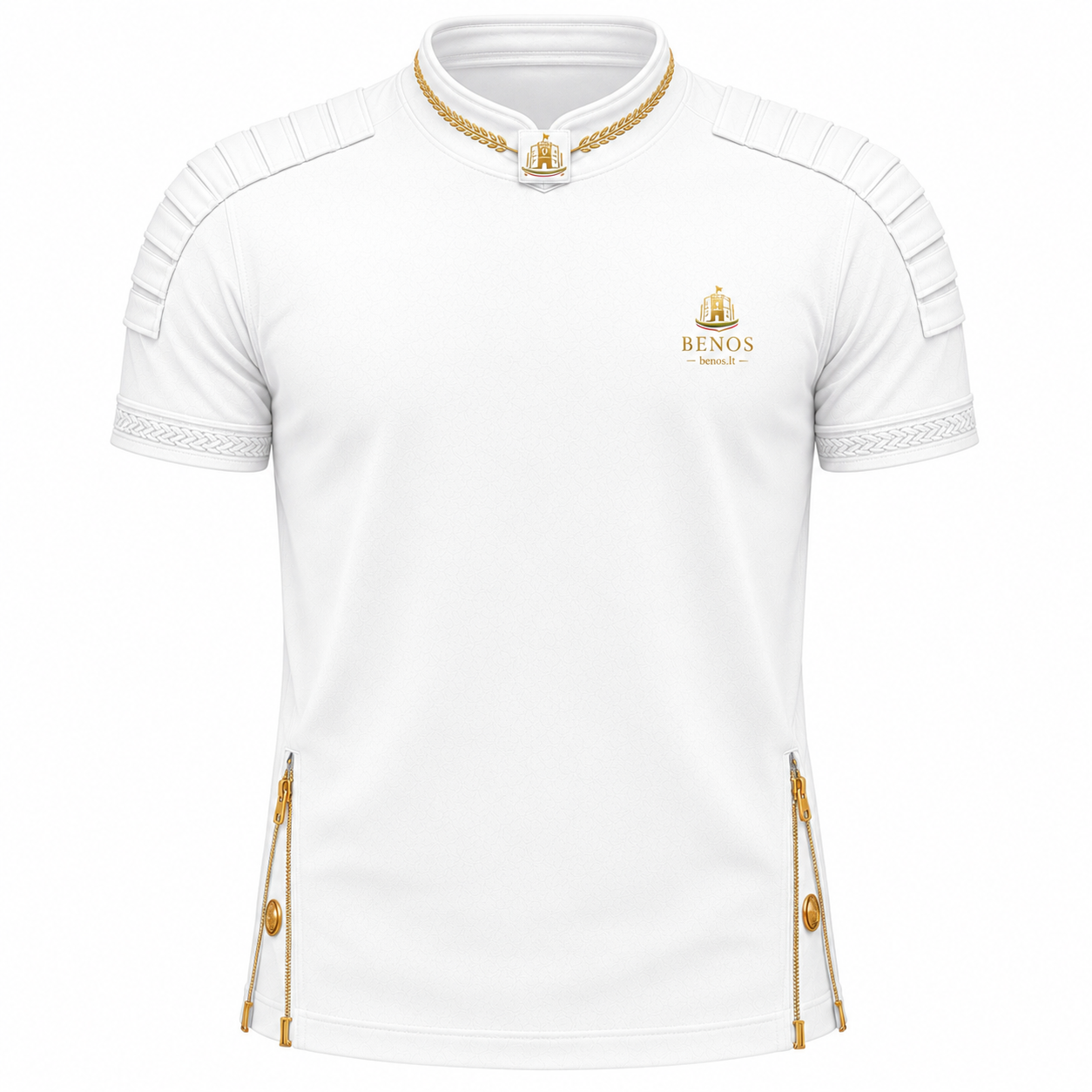 Vorderansicht des BENOS Sovereign Signature T-Shirts in Weiß