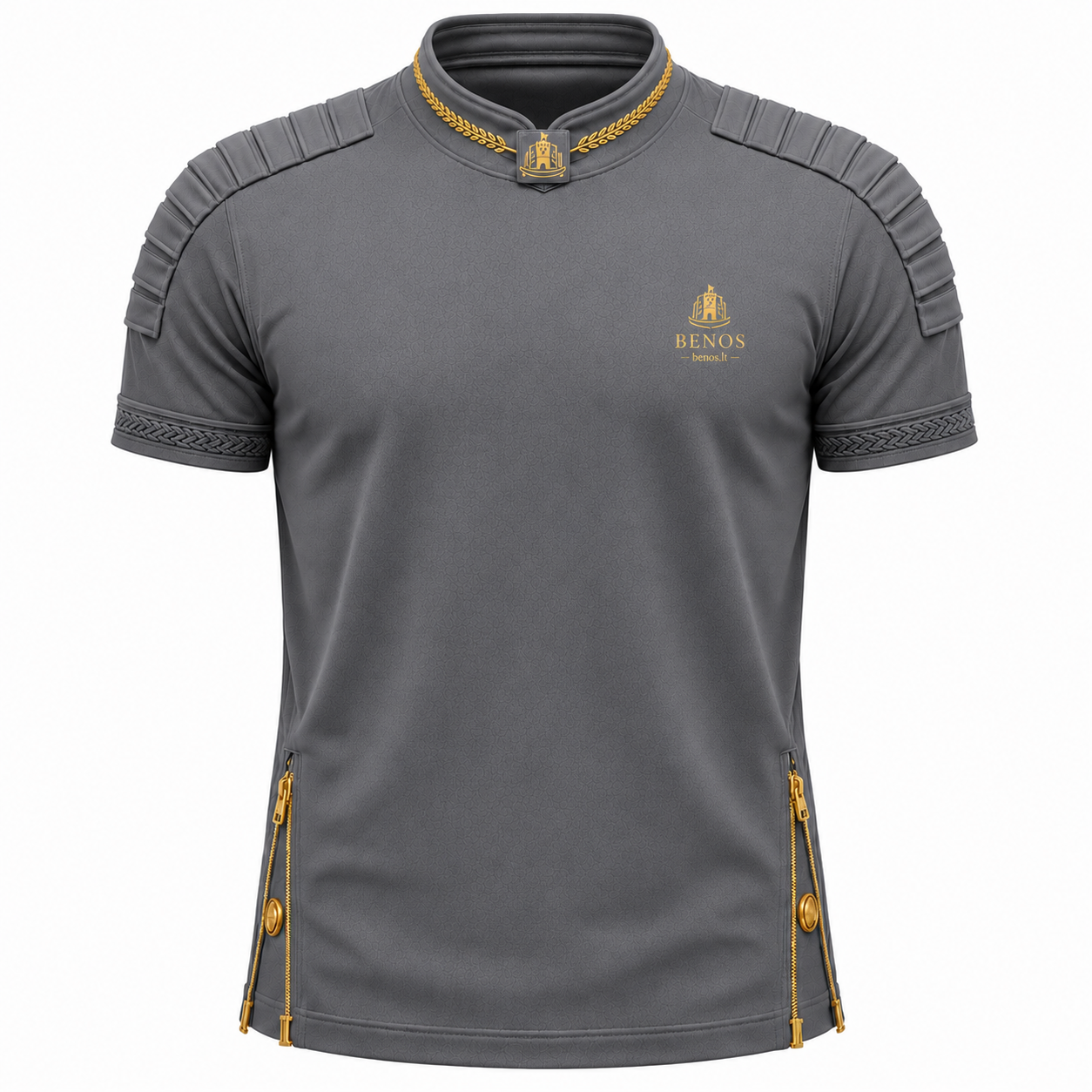 Vorderansicht des BENOS Sovereign Signature T-Shirts in Grau