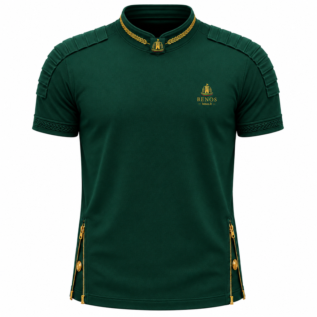 Vorderansicht des BENOS Sovereign Signature T-Shirts in Dunkelgrün