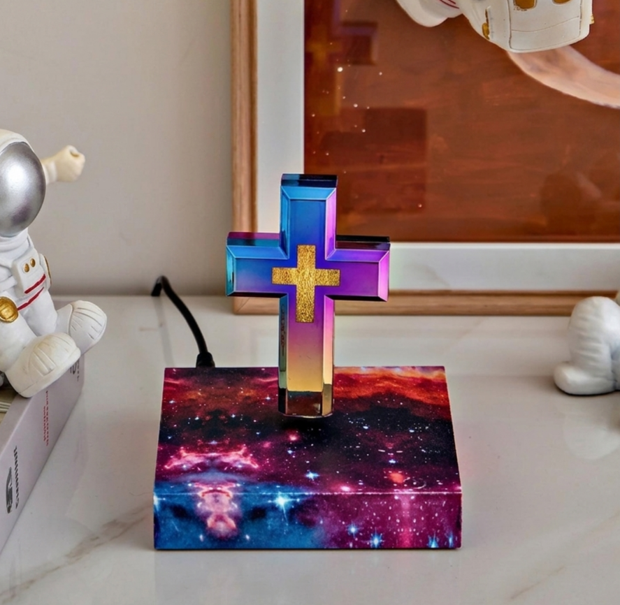 Magnetinė levituojanti kryžiaus lempa – plaukiojanti LED naktinė lemputė