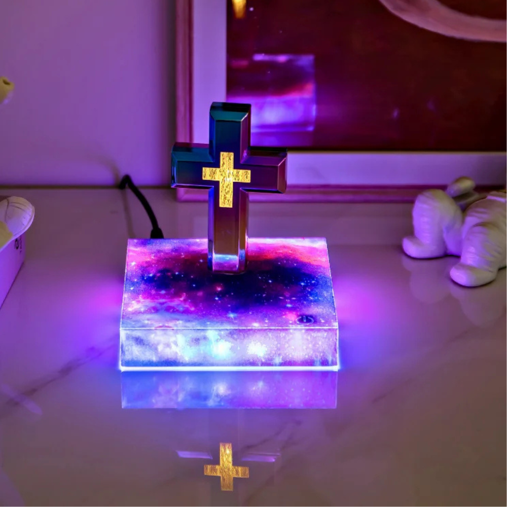 Magnetinė levituojanti kryžiaus lempa – plaukiojanti LED naktinė lemputė