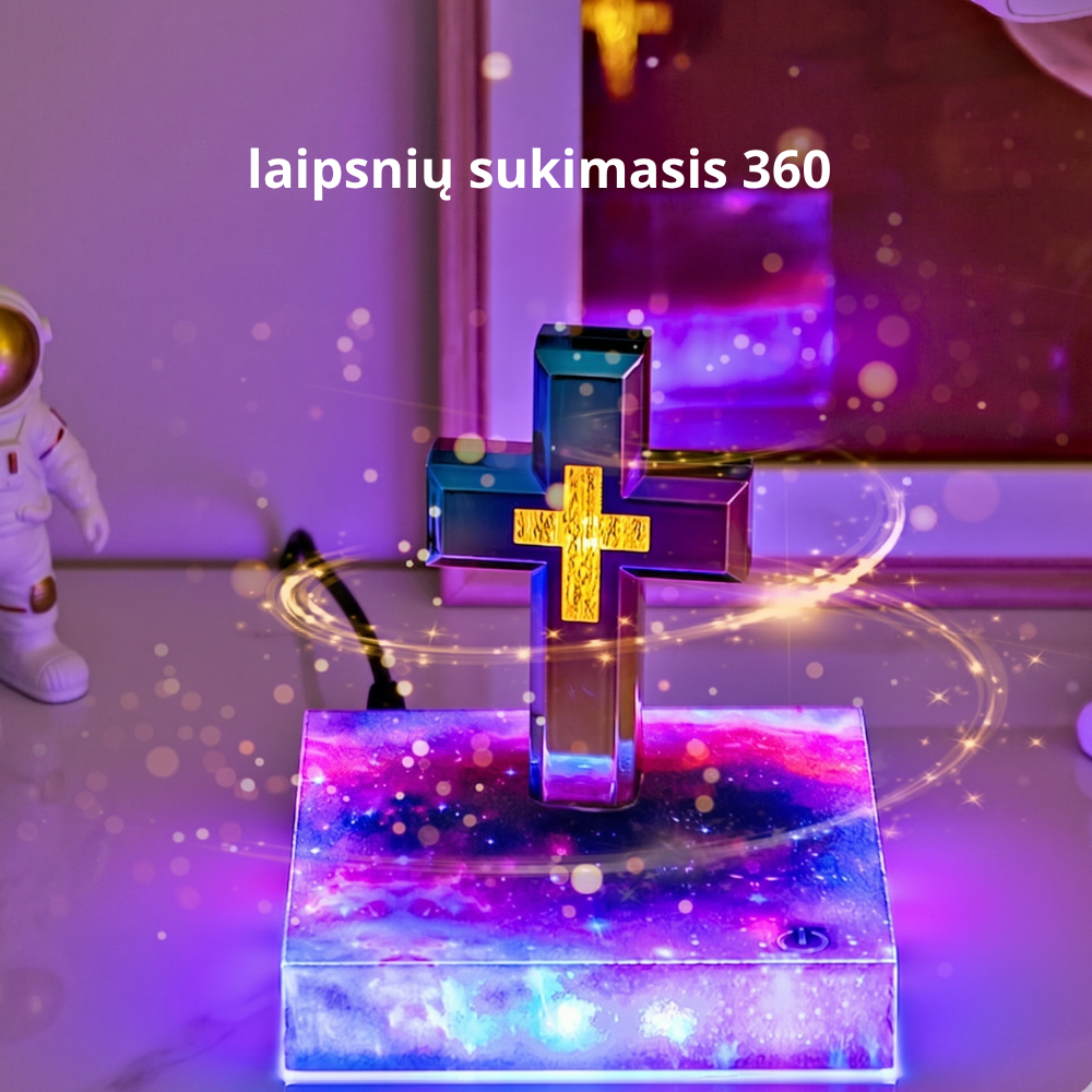 Magnetinė levituojanti kryžiaus lempa – plaukiojanti LED naktinė lemputė