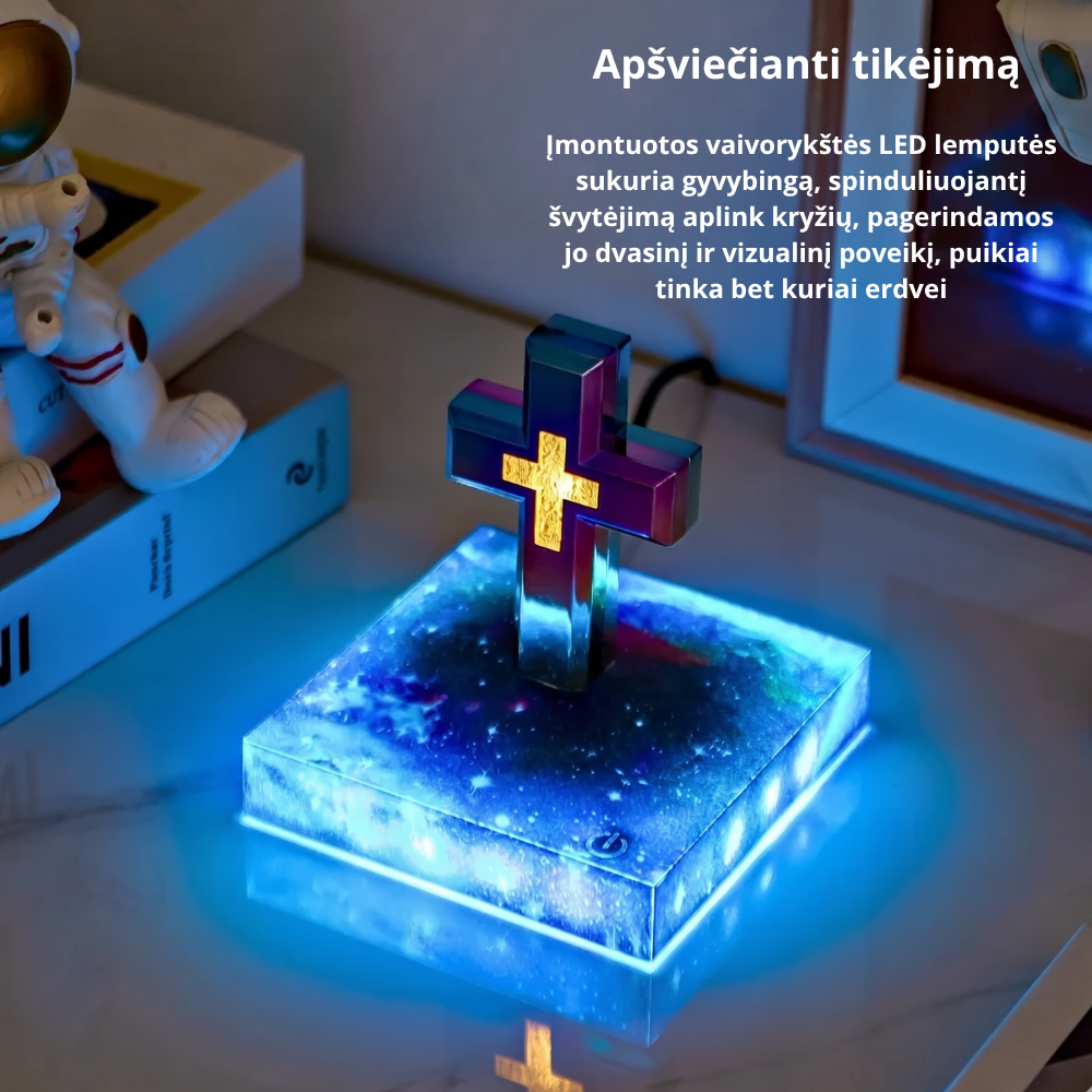 Magnetinė levituojanti kryžiaus lempa – plaukiojanti LED naktinė lemputė