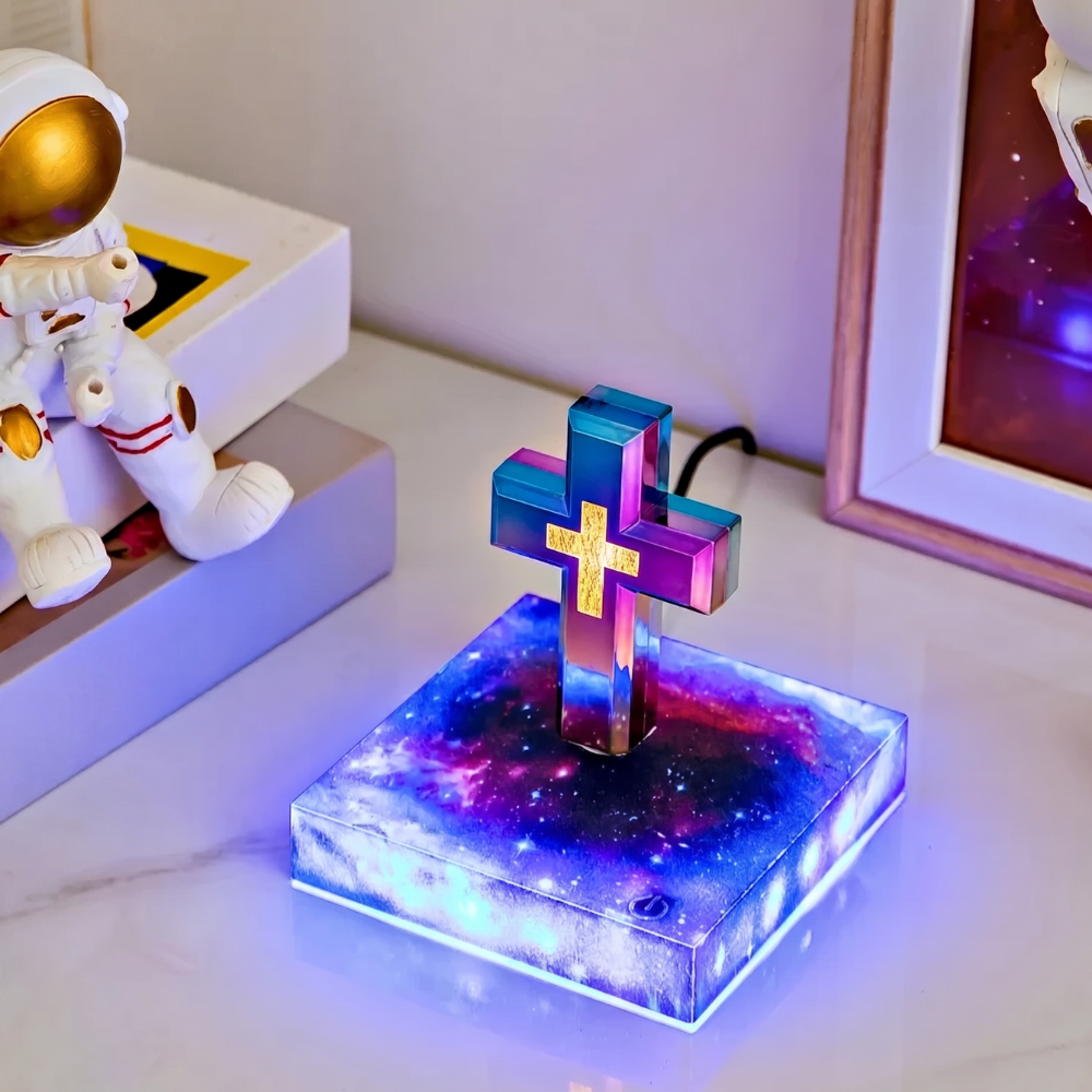 Magnetinė levituojanti kryžiaus lempa – plaukiojanti LED naktinė lemputė