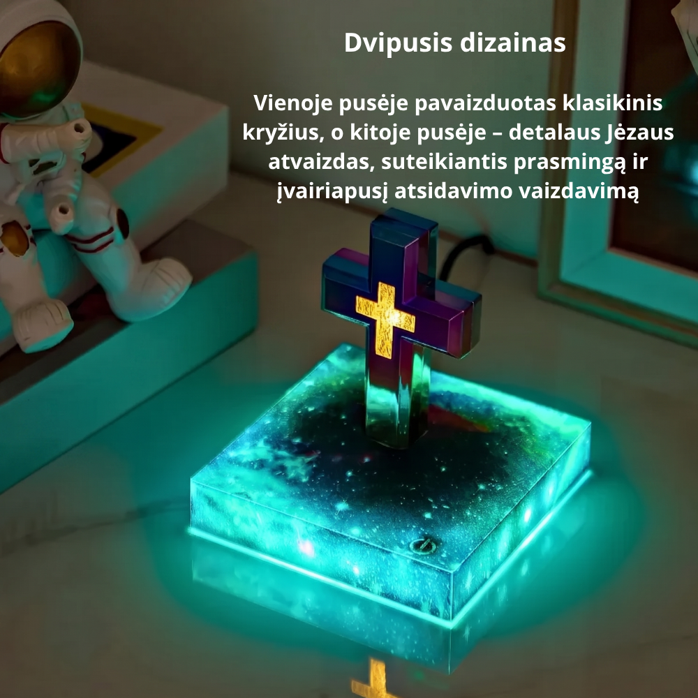 Magnetinė levituojanti kryžiaus lempa – plaukiojanti LED naktinė lemputė