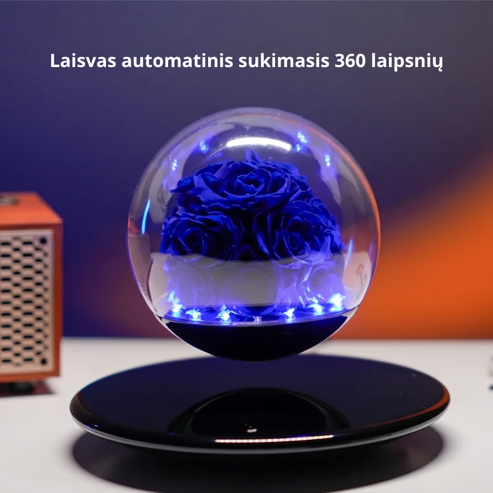 Levituojanti Amžinos Gėlės Lempa – Plaukiojantis Besisukantis Dovanų Dekoravimas