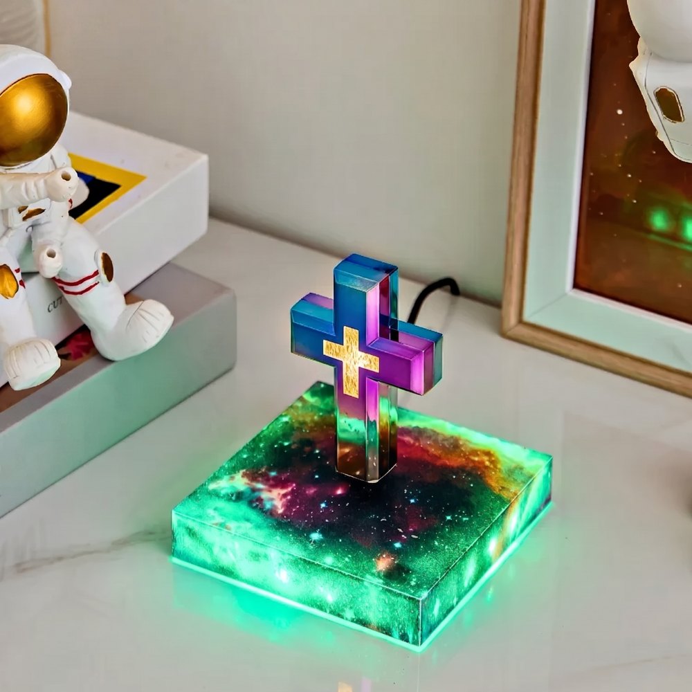 Magnetinė levituojanti kryžiaus lempa – plaukiojanti LED naktinė lemputė