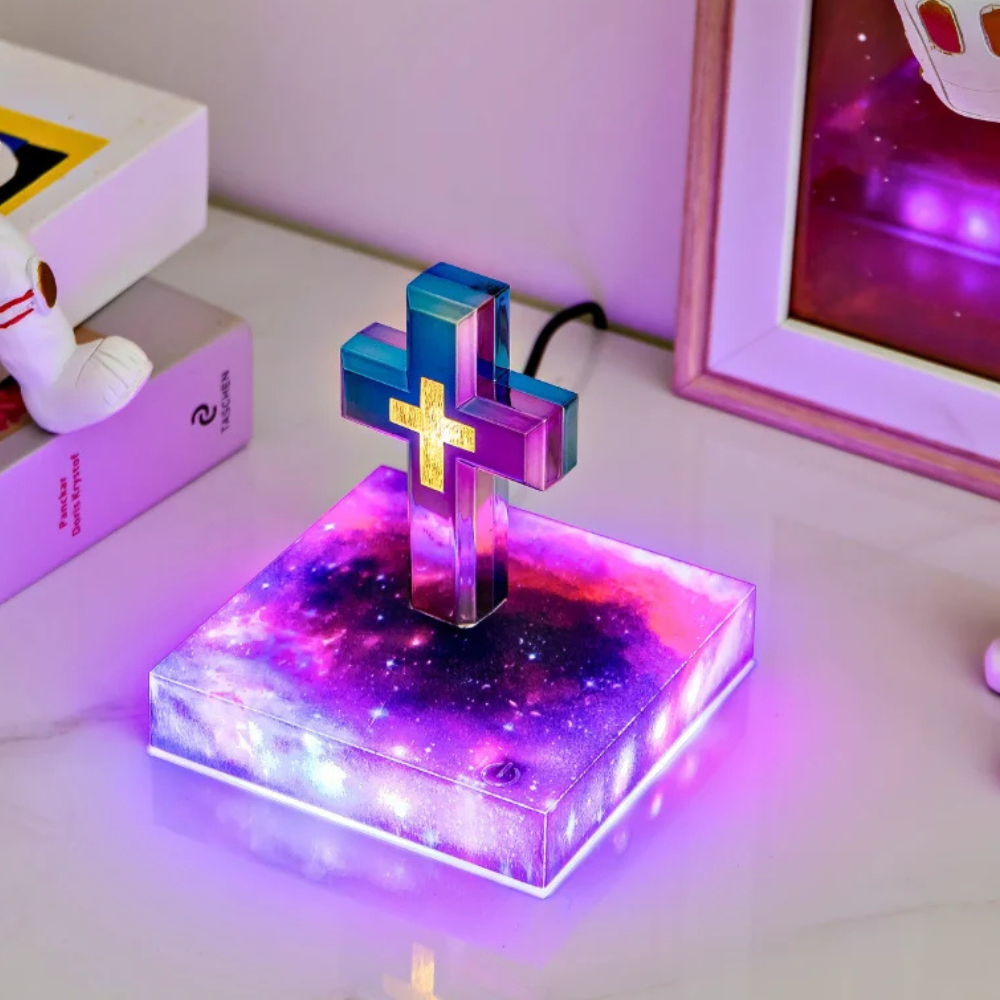 Magnetinė levituojanti kryžiaus lempa – plaukiojanti LED naktinė lemputė