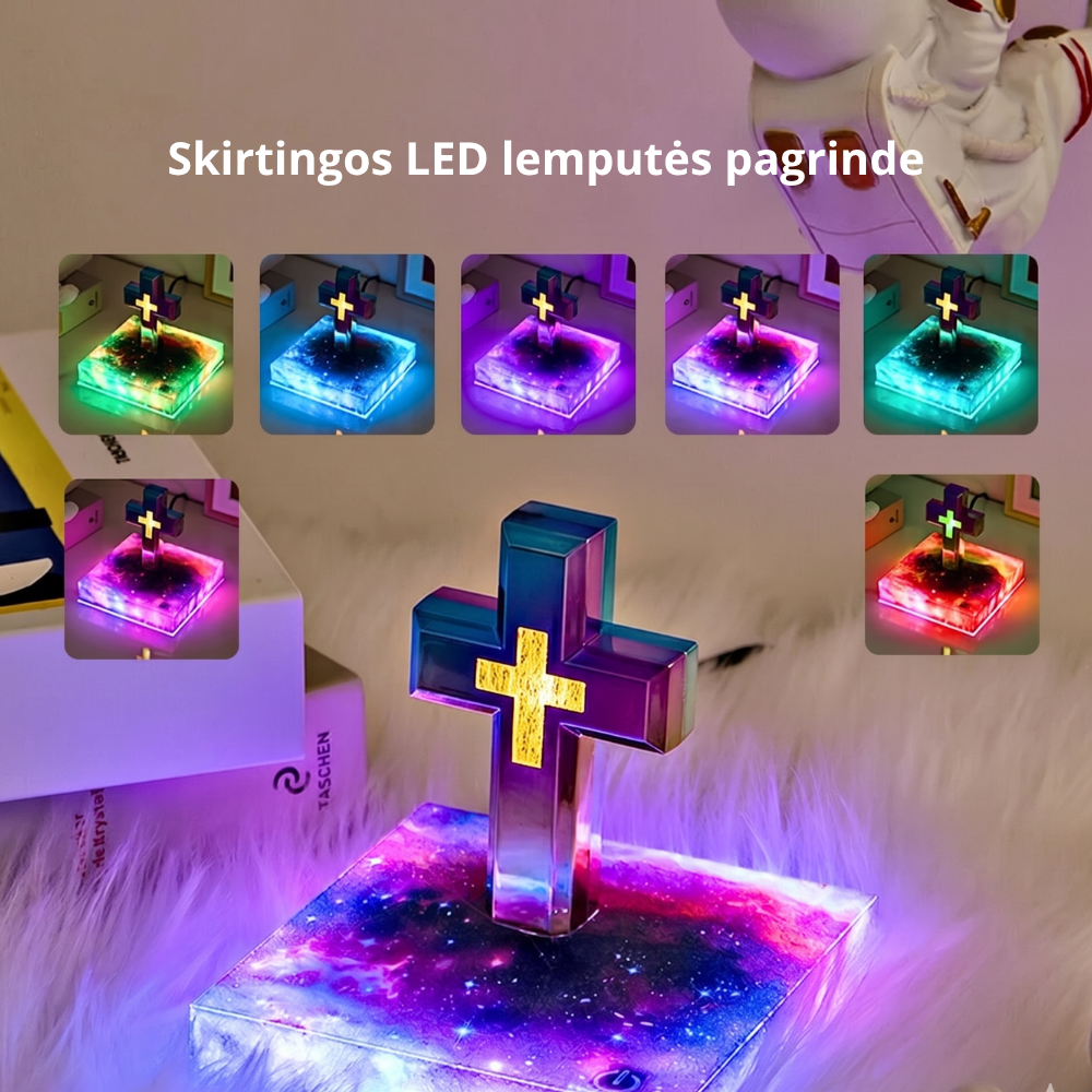 Magnetinė levituojanti kryžiaus lempa – plaukiojanti LED naktinė lemputė